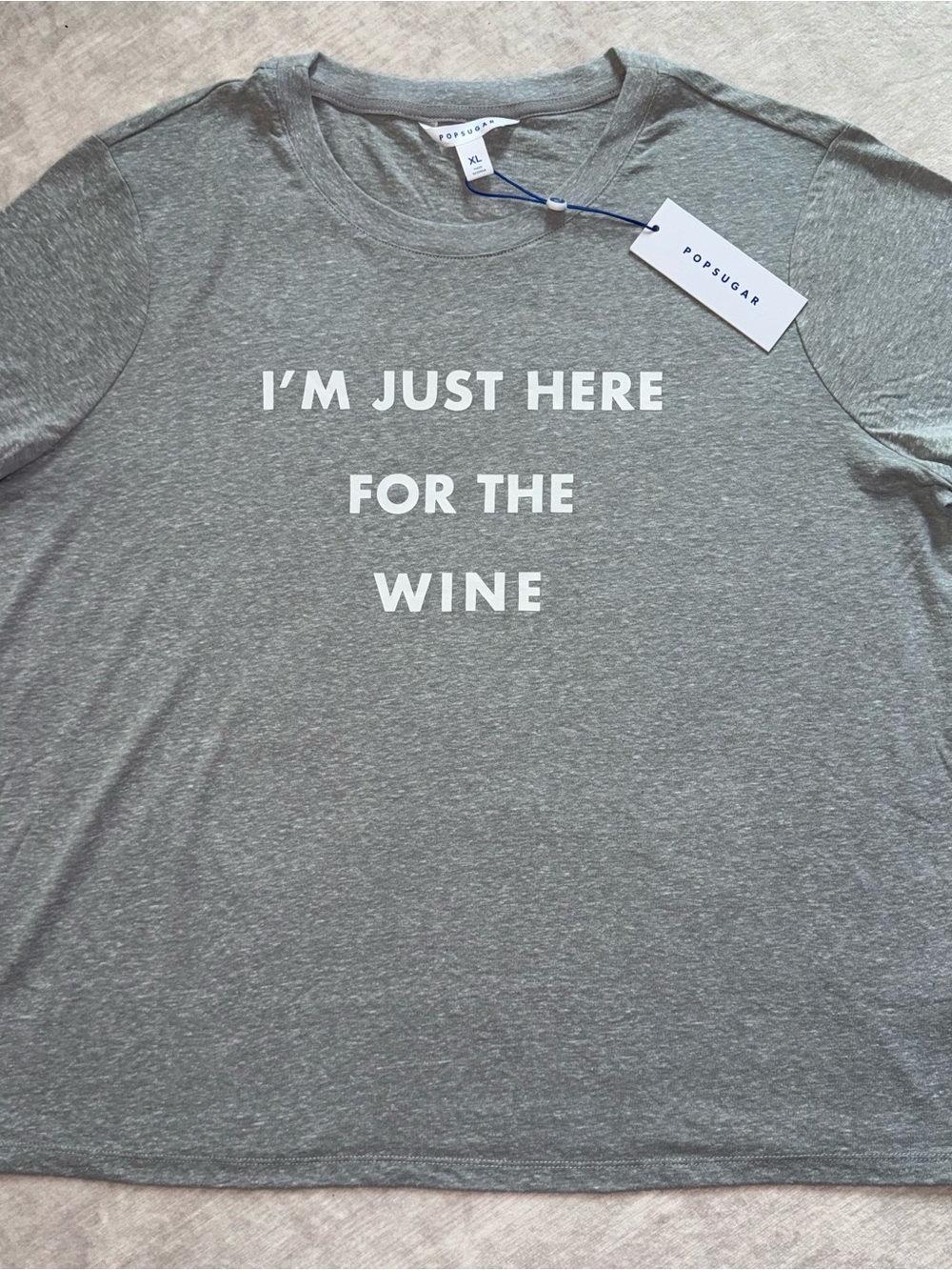 POPSUGAR Gray Short-Sleeve Graphic Tee with White Text